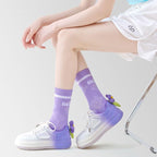 Women Breathable Mid-calf Running Socks(6 pairs）