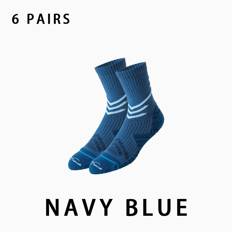 Non-slip Mid-calf Men's Running Socks(6 pairs）