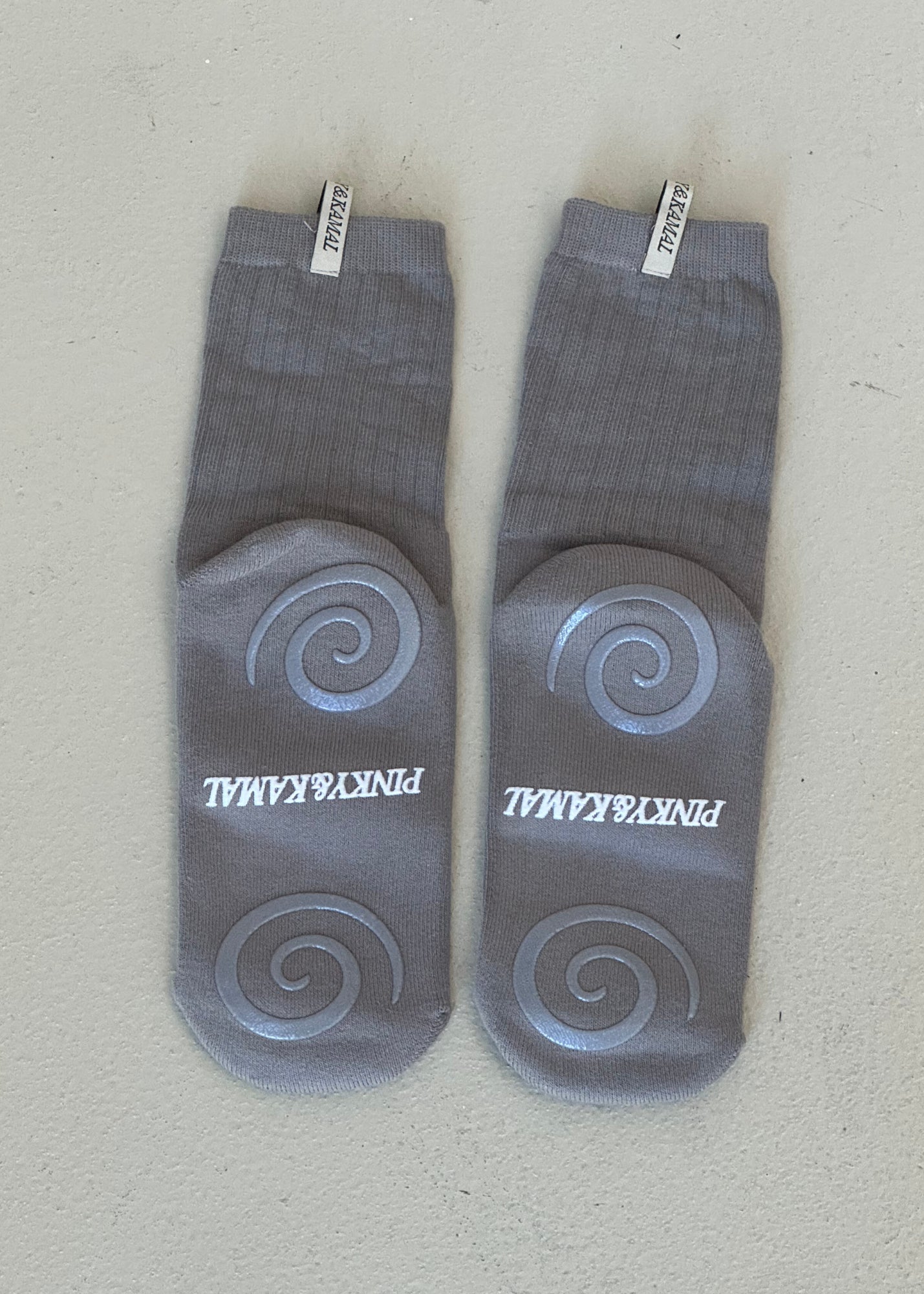 Pilates Spiral Grip Sock - Pebble Grey