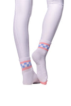 COCO Checkered Grip Socks | Blue & Pink