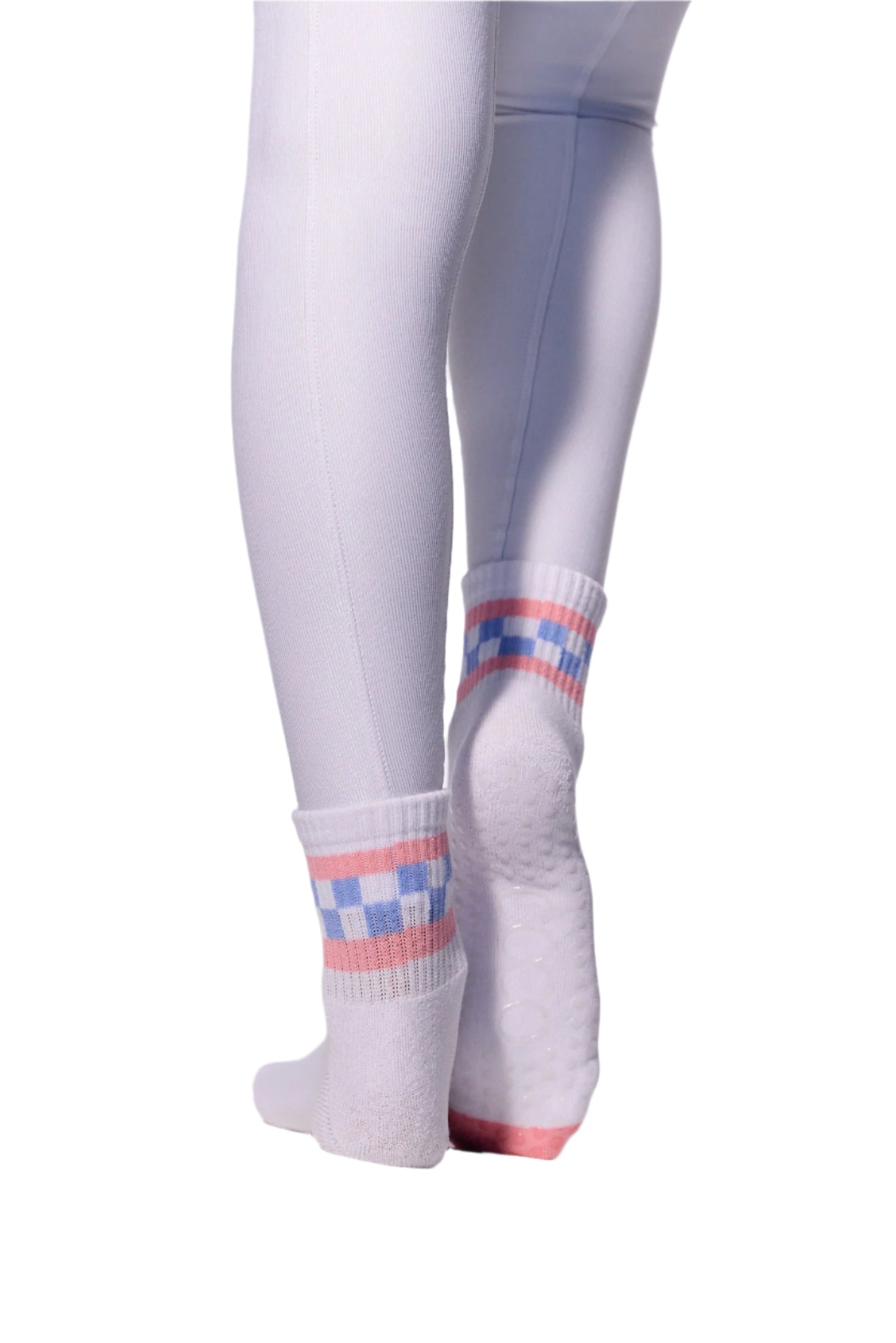 COCO Checkered Grip Socks | Blue & Pink