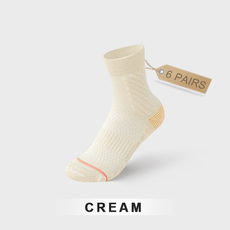 Mid-calf Breathable Women's Sport Socks (6 pairs）