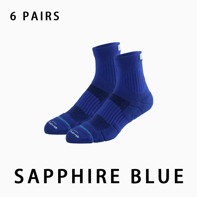 Men's Mid-calf Towelling Sole Running Socks(6 pairs）