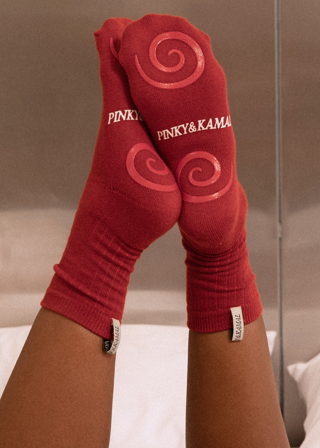 Pilates Spiral Grip Sock - Red