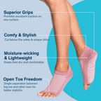 Tucketts Flow Pilates Socks – Non-Slip Grip Open Toe Socks for Barre & Yoga (Women’s)