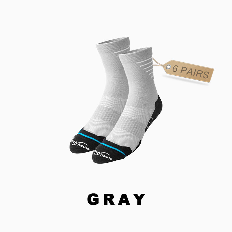 Breathable Men's Mid-calf Cycling Socks(6 pairs）