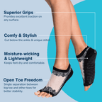 Tucketts Flow Pilates Socks – Non-Slip Grip Open Toe Socks for Barre & Yoga (Women’s)