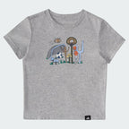 Kids' adidas Two-Piece Short Sleeve Cotton Heather Tee and Elastic Waistband Logo Shorts Set