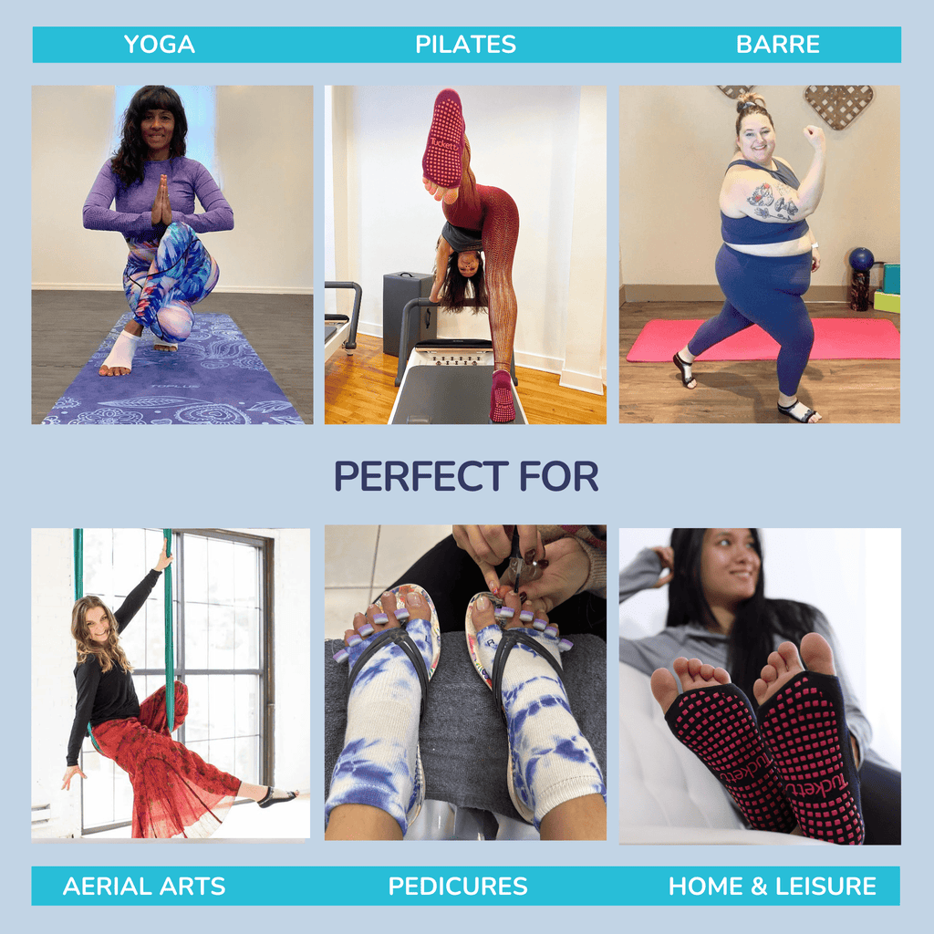 Tucketts Flow Pilates Socks – Non-Slip Grip Open Toe Socks for Barre & Yoga (Women’s)