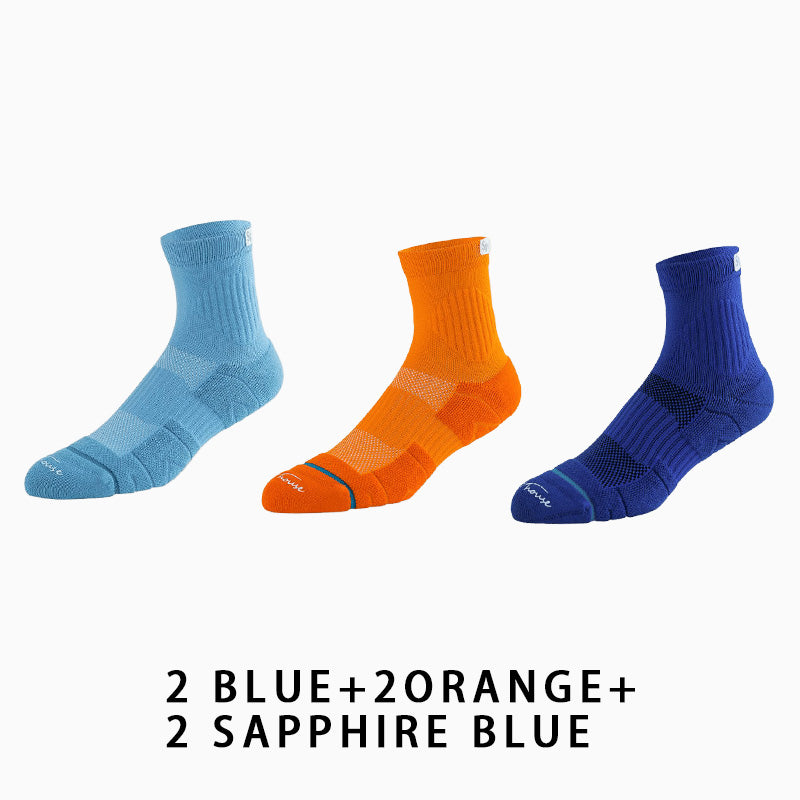 Men's Mid-calf Towelling Sole Running Socks(6 pairs）