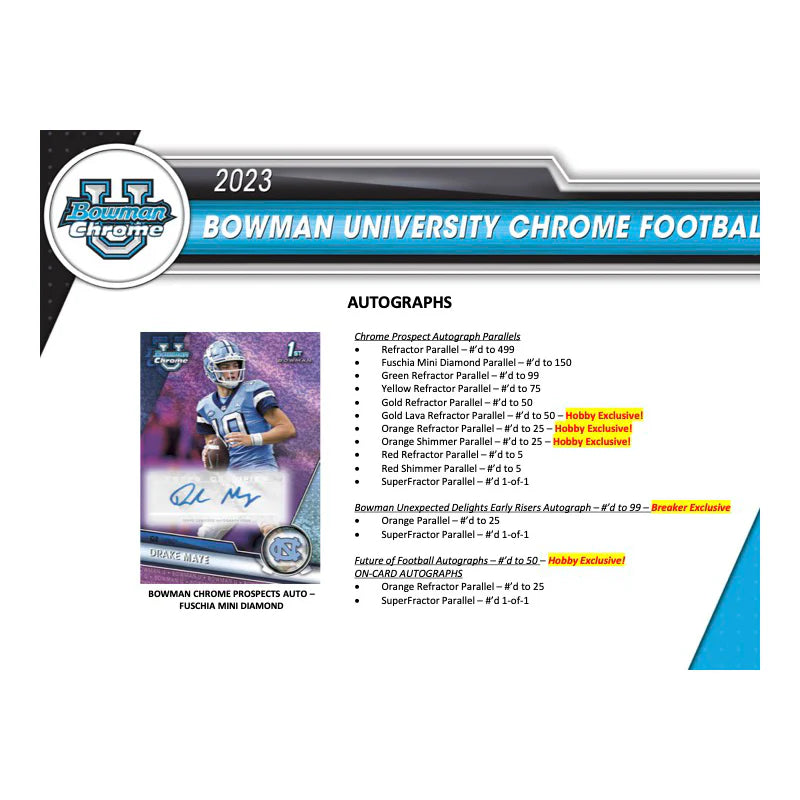 2023 Bowman University Chrome Football Hobby Box