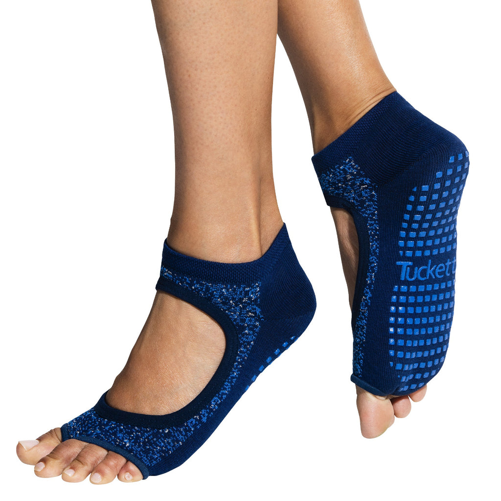 Tucketts Allegro Pilates Socks - Non-Slip Grip, Open Toe, Barre & Yoga - Women's