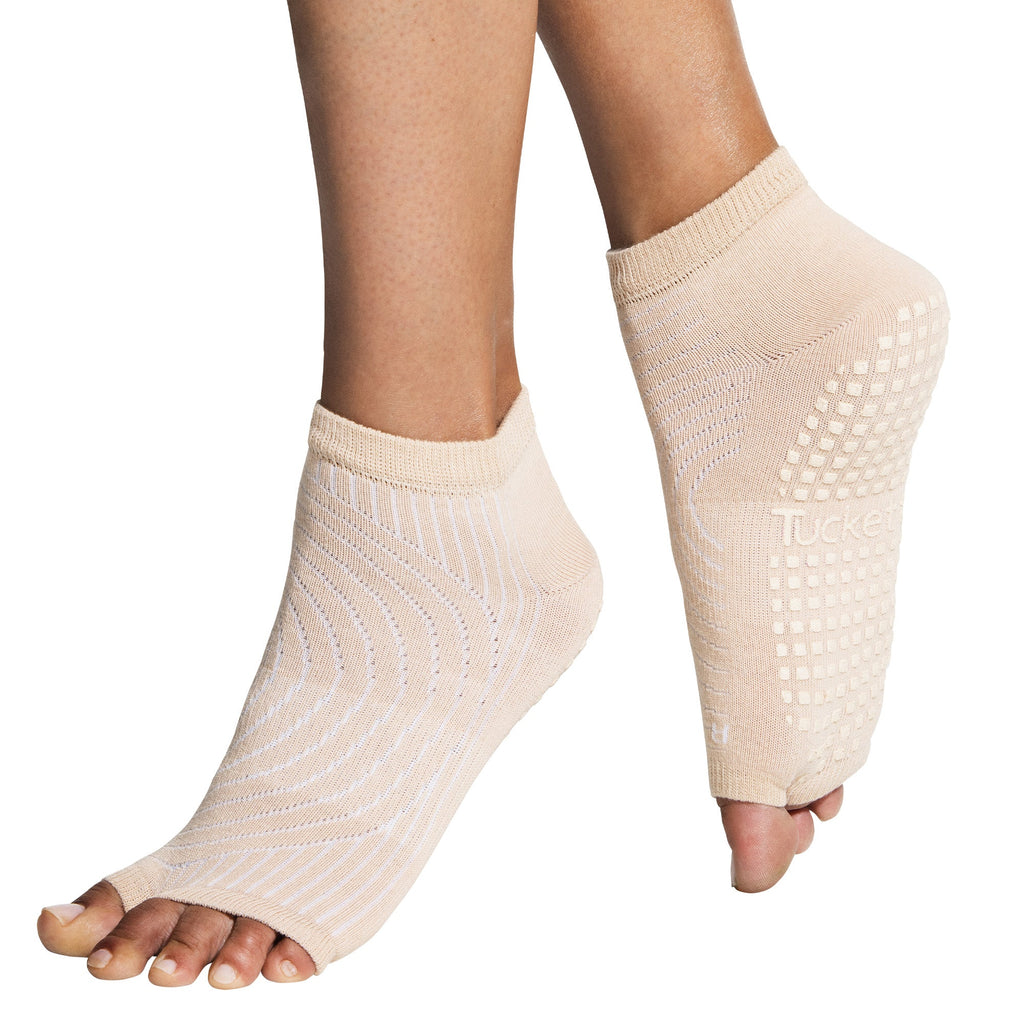 Tucketts Anklet Pilates Socks - Non-Slip Grip, Open Toe, Barre & Yoga - Women's