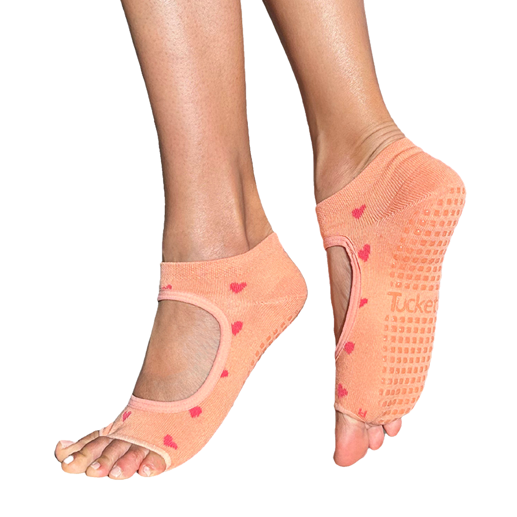 Tucketts Allegro Pilates Socks - Non-Slip Grip, Open Toe, Barre & Yoga - Women's