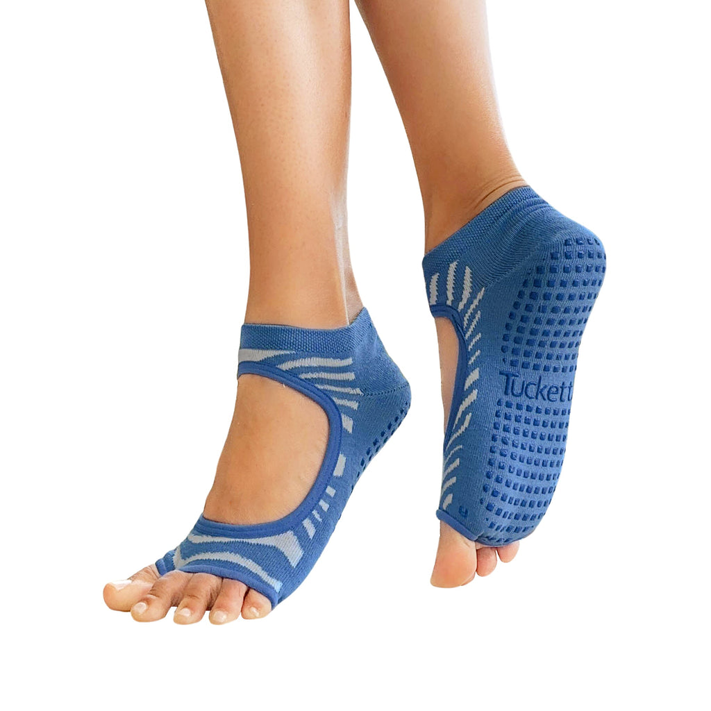 Tucketts Allegro Pilates Socks - Non-Slip Grip, Open Toe, Barre & Yoga - Women's