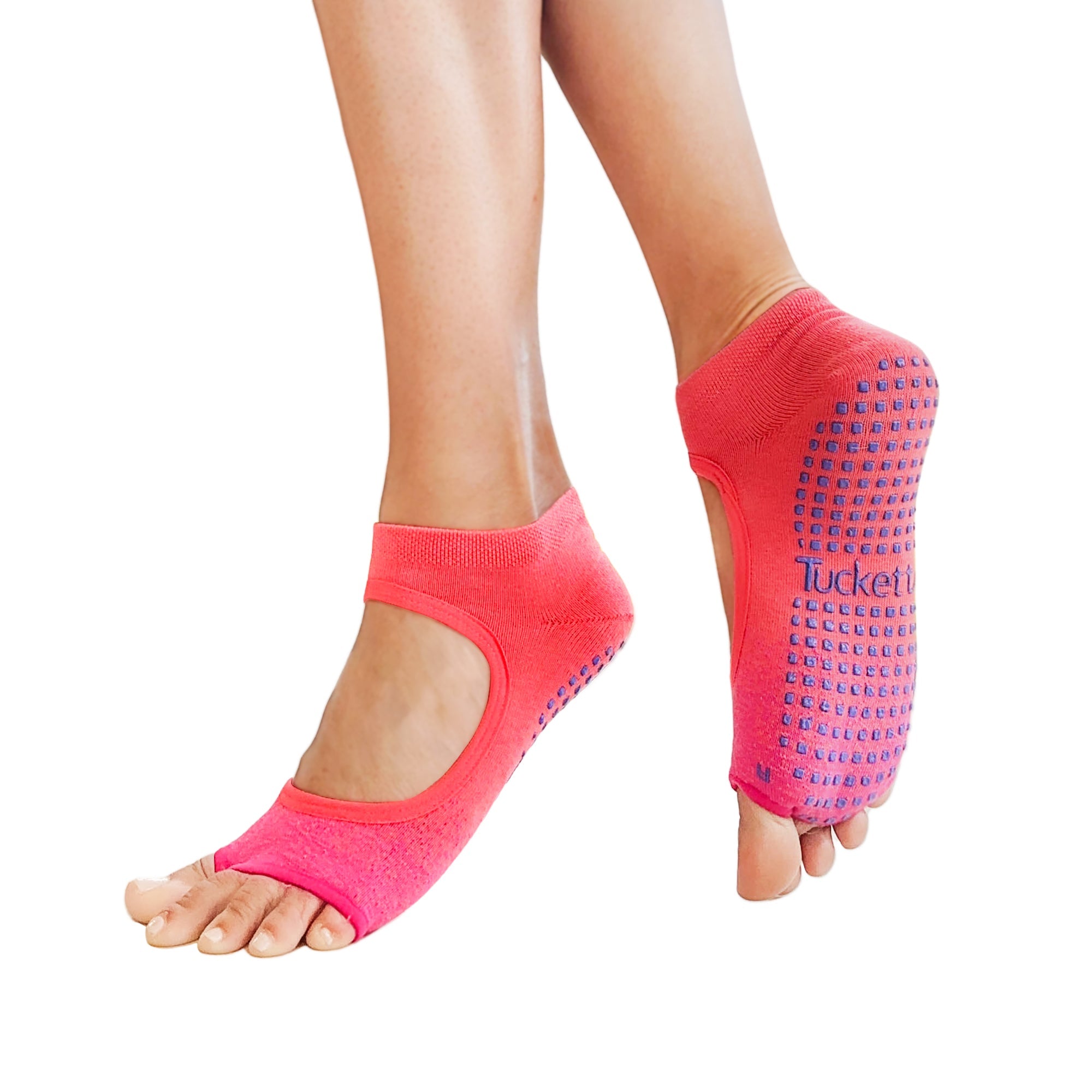 Tucketts Allegro Pilates Socks - Non-Slip Grip, Open Toe, Barre & Yoga - Women's