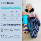 Tucketts Allegro Blue Oasis Pilates Socks - Non-Slip Grip, Open Toe, Barre & Yoga - Women's