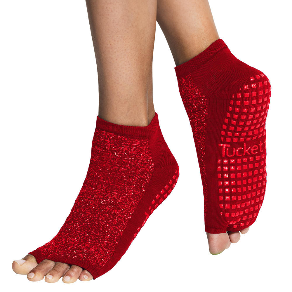 Tucketts Anklet Pilates Socks - Non-Slip Grip, Open Toe, Barre & Yoga - Women's