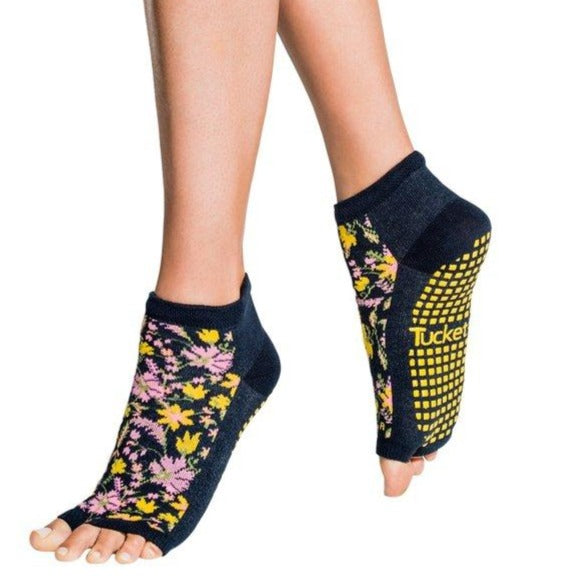 Tucketts Anklet Pilates Socks - Non-Slip Grip, Open Toe, Barre & Yoga - Women's