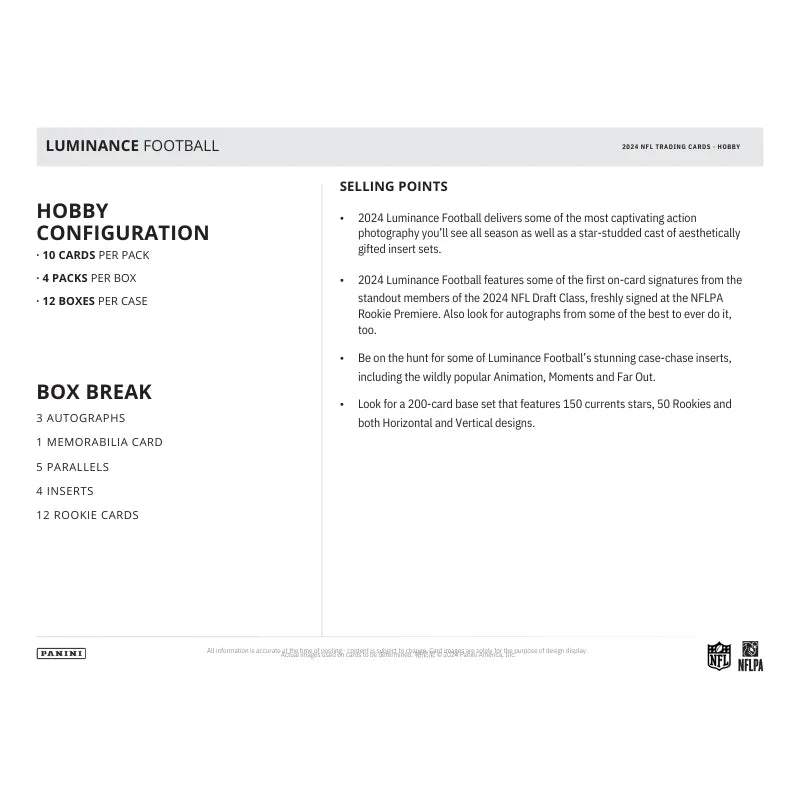 2024 Panini Luminance Football Hobby Box