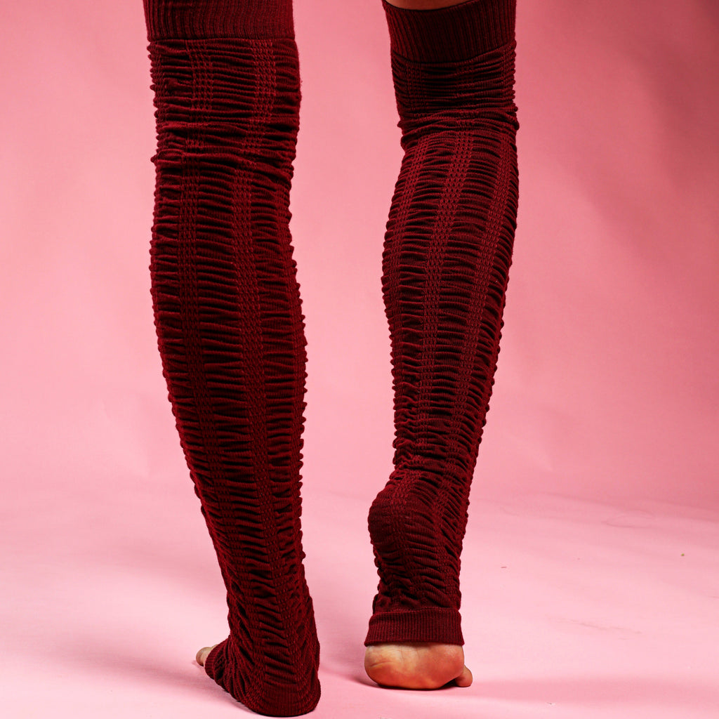 Leg Warmers - Ruched Garnet