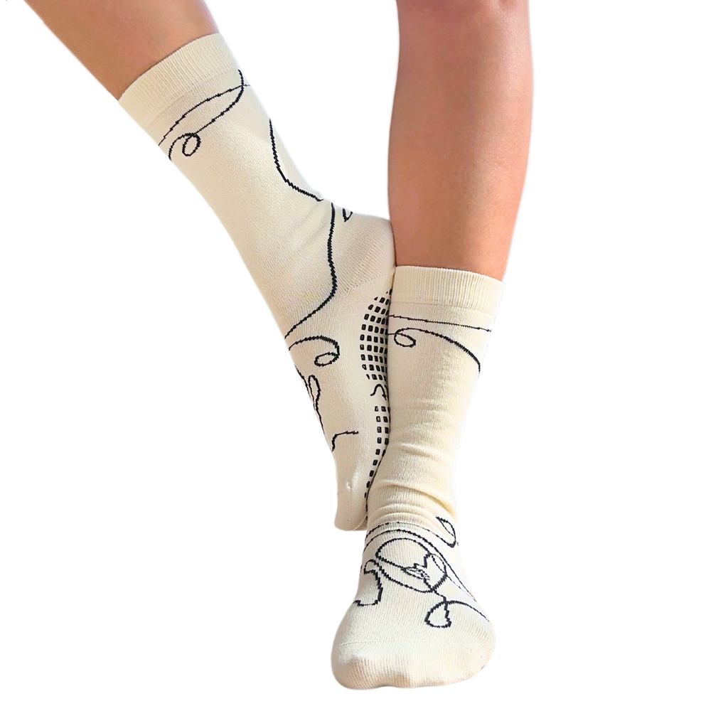 Tucketts Crew Pilates Socks - Non-Slip Grip, Open/Closed Toe, Barre & Yoga - Women's