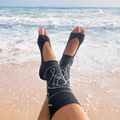 Tucketts Crew Ella Midnight Allegro Pilates Socks - Non-Slip Grip, Open Toe, Barre & Yoga - Women's