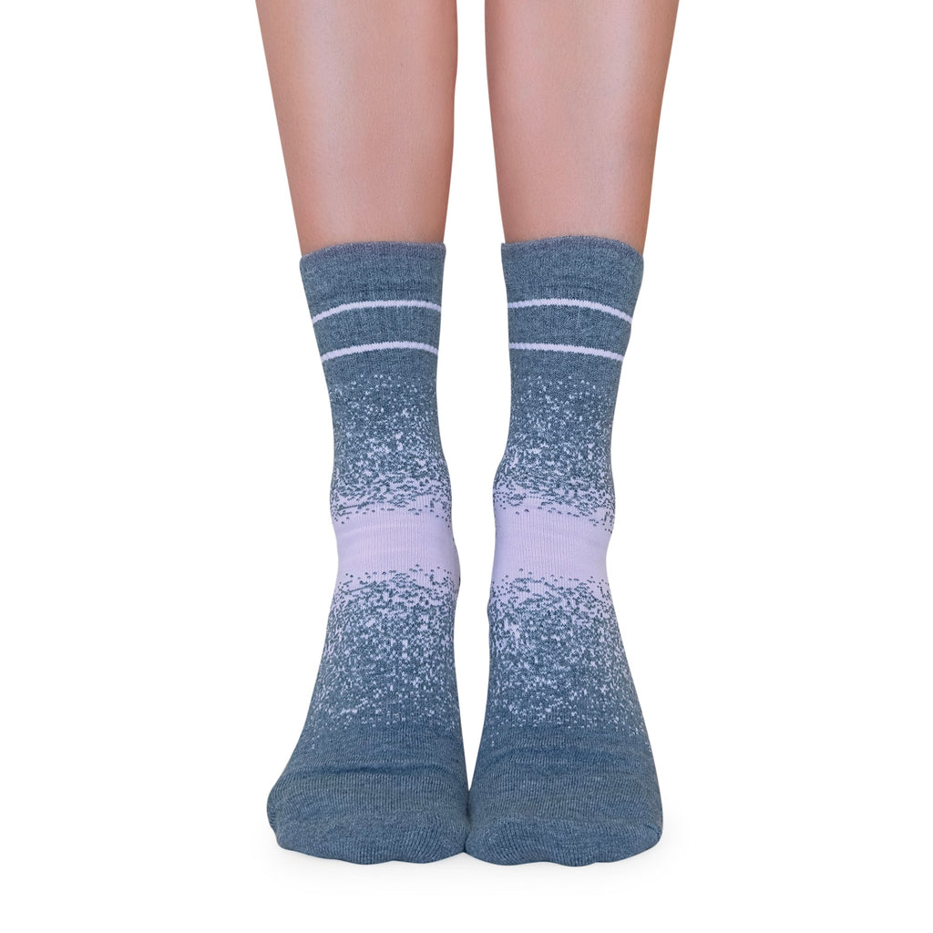 Tucketts Crew Closed Toe – Grey/Blush Equilibrium  Pilates Socks - Non-Slip Grip, Closed Toe, Barre & Yoga