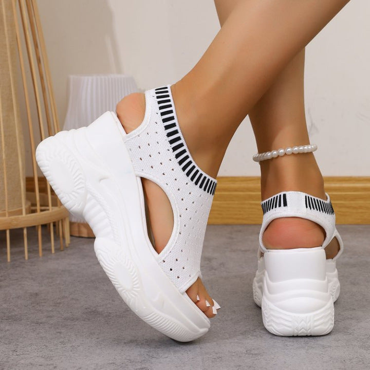 Breathable Knit Platform Wedges – Easy Slip-On with Arch Support