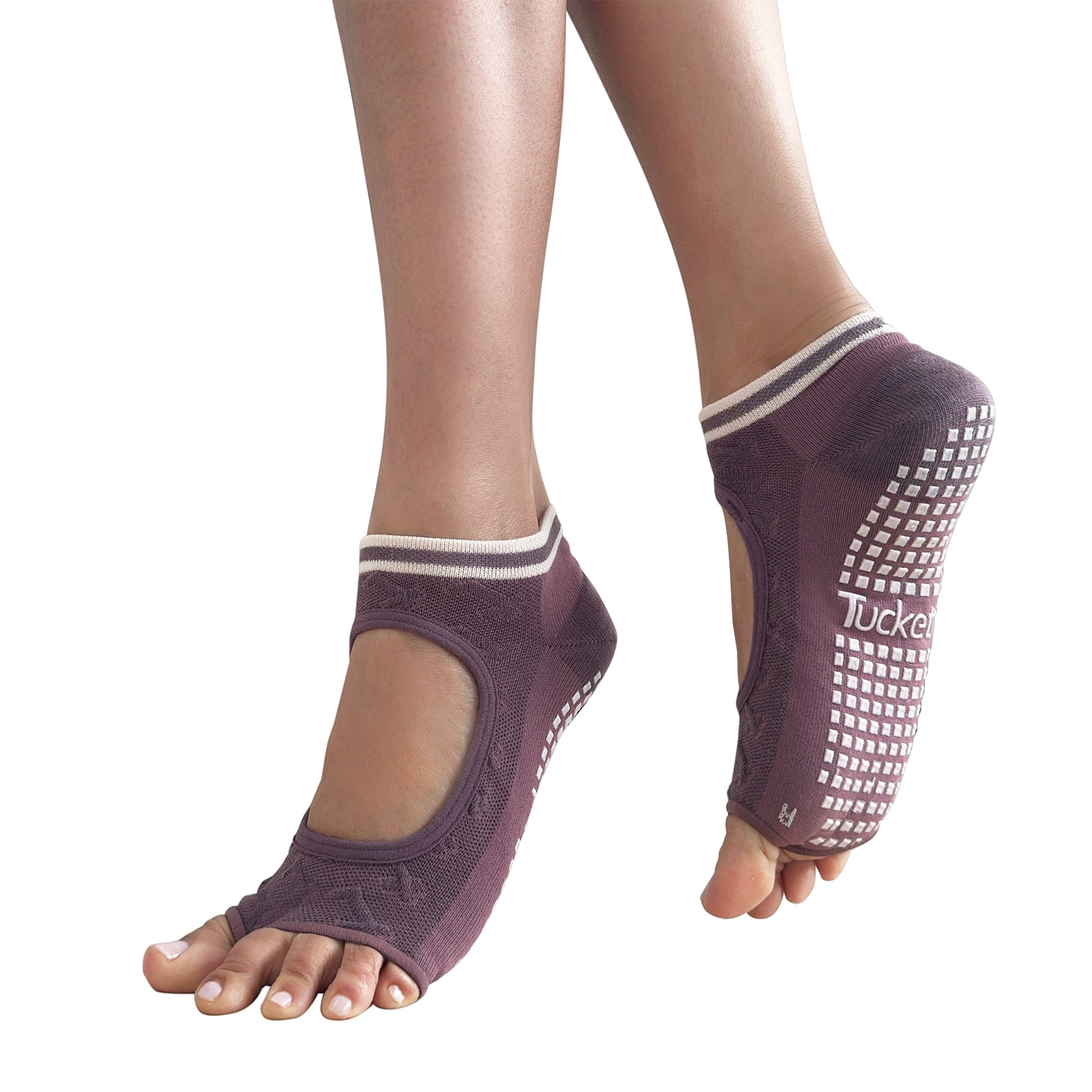 Tucketts Allegro Pilates Socks - Non-Slip Grip, Open Toe, Barre & Yoga - Women's