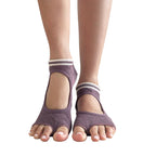 Tucketts Allegro  - RosyBrown Ridge Pilates Socks - Non-Slip Grip, Open Toe, Barre & Yoga - Women's
