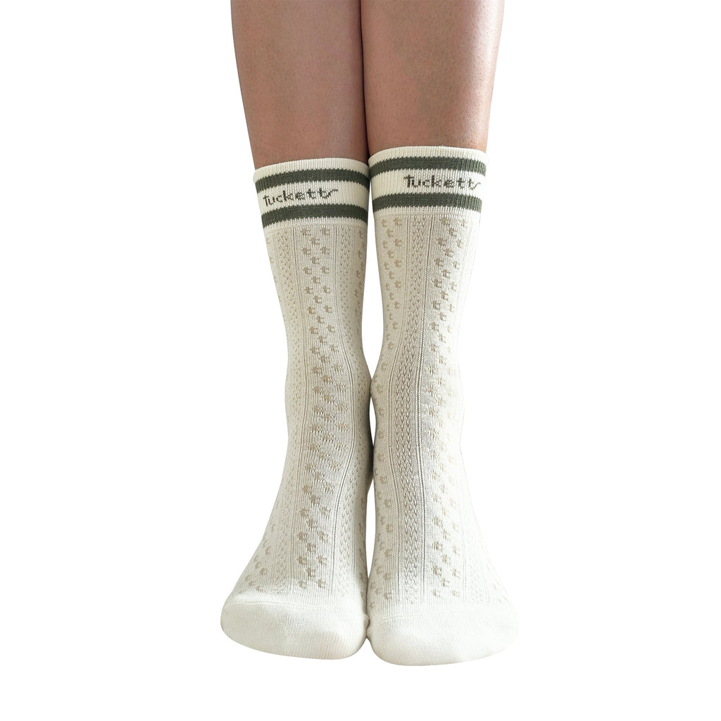 Tucketts Crew Closed Toe - Cornsilk Sands  Pilates Socks - Non-Slip Grip, Closed Toe, Barre & Yoga - Women's