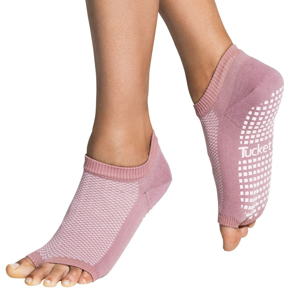 Tucketts Flow Pilates Socks – Non-Slip Grip Open Toe Socks for Barre & Yoga (Women’s)