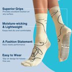 Tucketts Crew Closed Toe – Grey/Blush Equilibrium  Pilates Socks - Non-Slip Grip, Closed Toe, Barre & Yoga