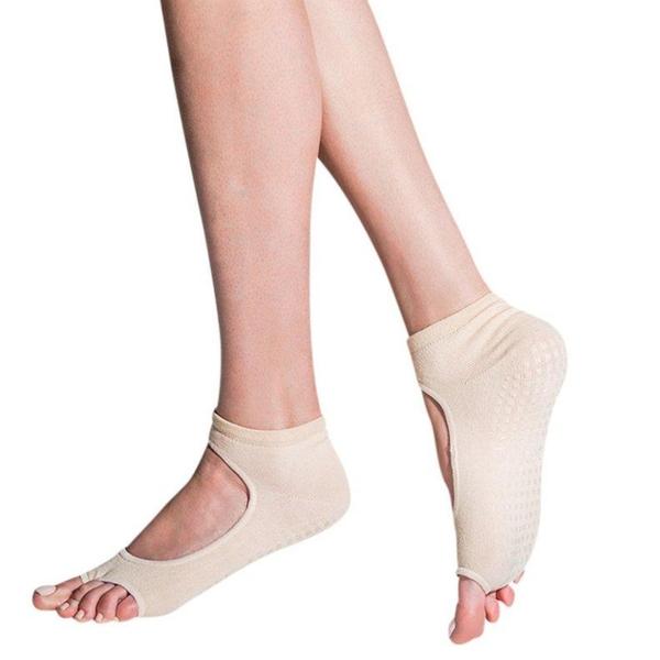 Tucketts Allegro Pilates Socks - Non-Slip Grip, Open Toe, Barre & Yoga - Women's
