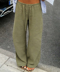 Women's Loose Fit Drawstring Waist Wide Leg Pants, Lightweight Breathable Casual Trousers