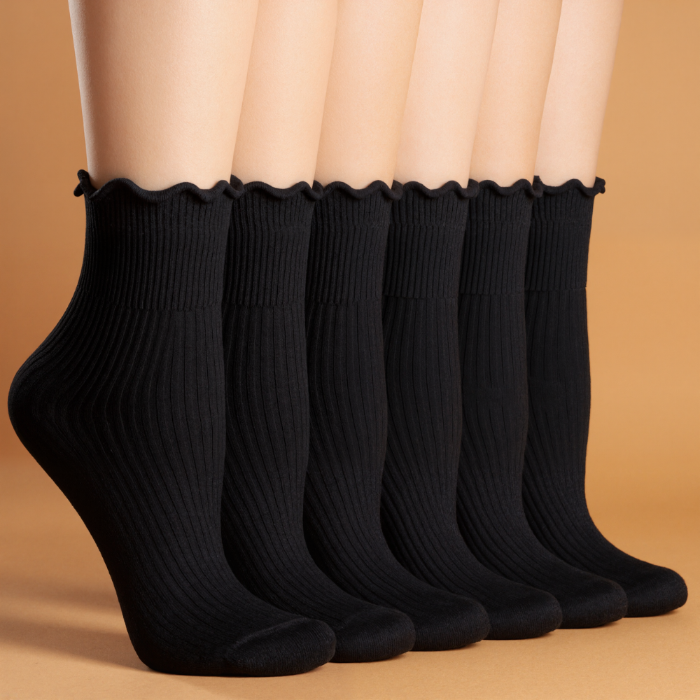 Six Pack Soft Ruffle Everyday Knit Socks