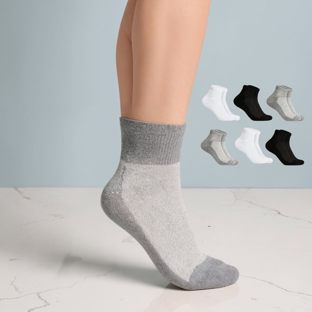 Six Pairs Quarter Supportive Socks