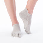 Basic Solid Colors Ankle Grip Toe Socks With Power Pads