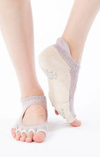 Botanical Dyed Open Toe Footie Grip Socks With *Power Pads*