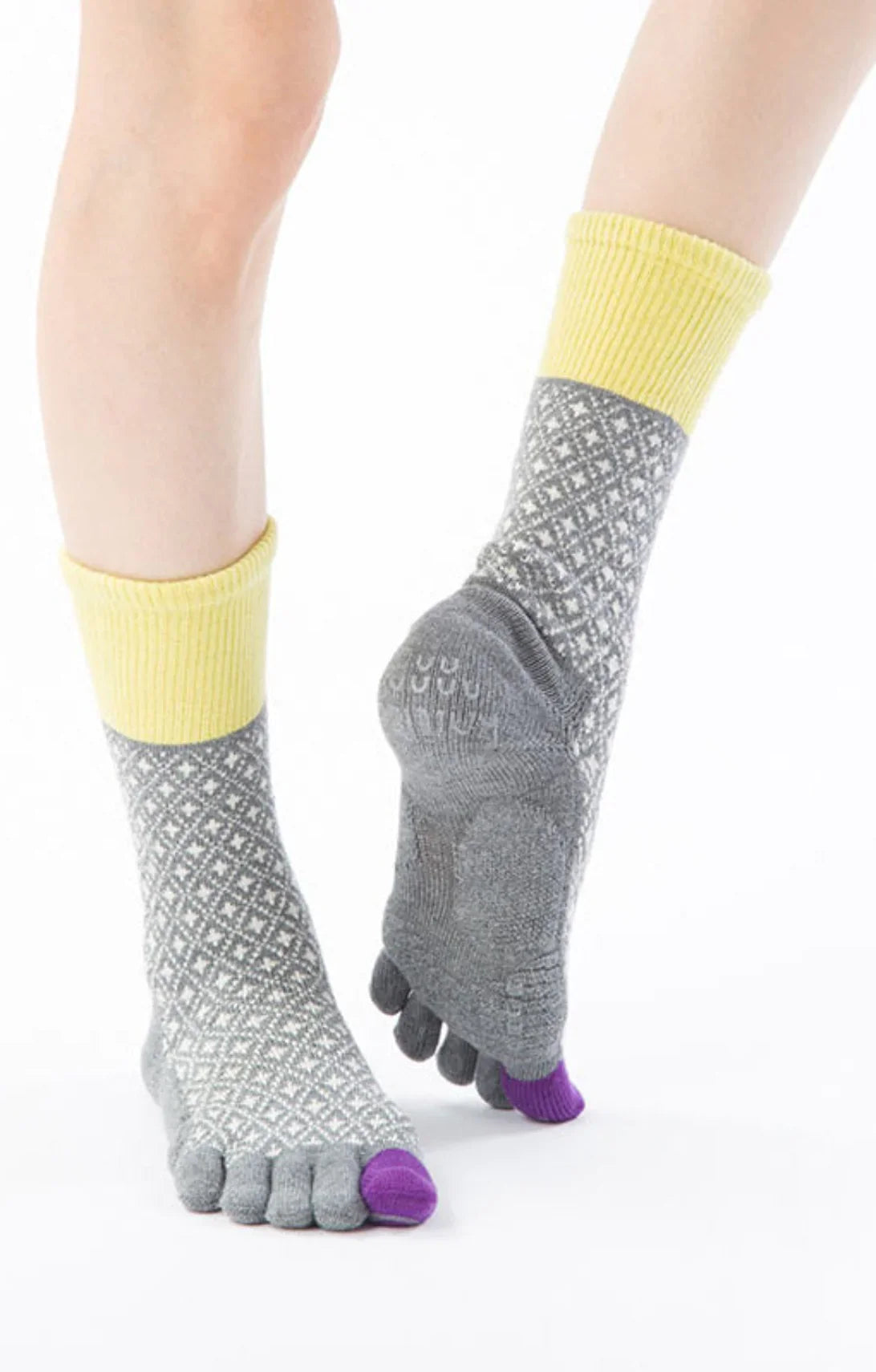 Organic Cotton Diamond Midcalf Grip Socks With *Power Pads*