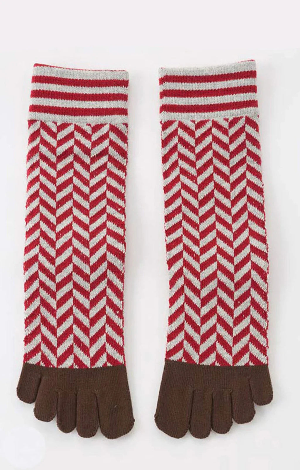 Herringbone Midcalf Toe Grip Socks With *Power Pads*