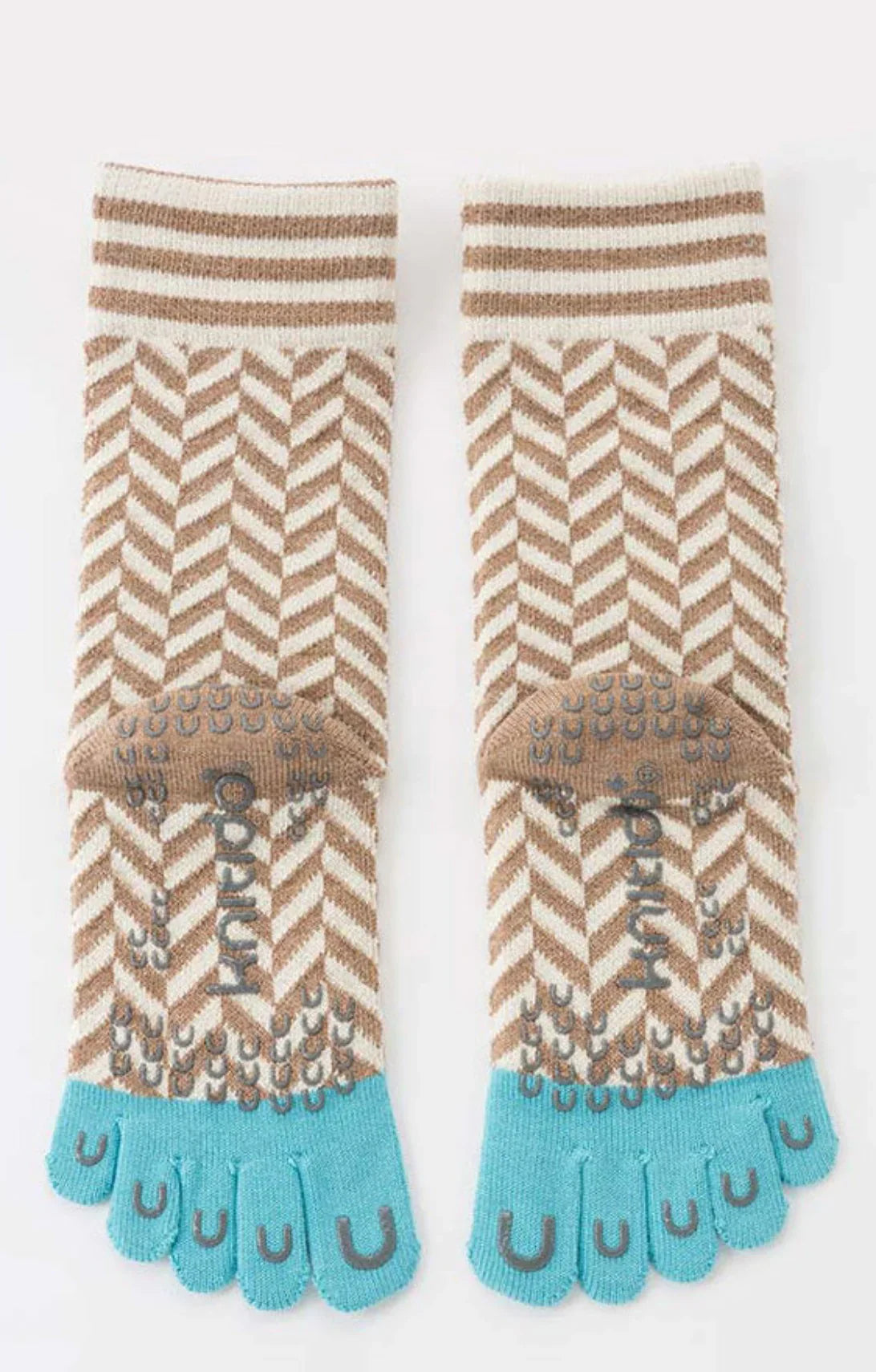 Herringbone Midcalf Toe Grip Socks With *Power Pads*