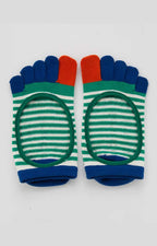 Organic Cotton Stripes Toe Liner Grip Socks