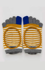 Organic Cotton Stripes Toe Liner Grip Socks
