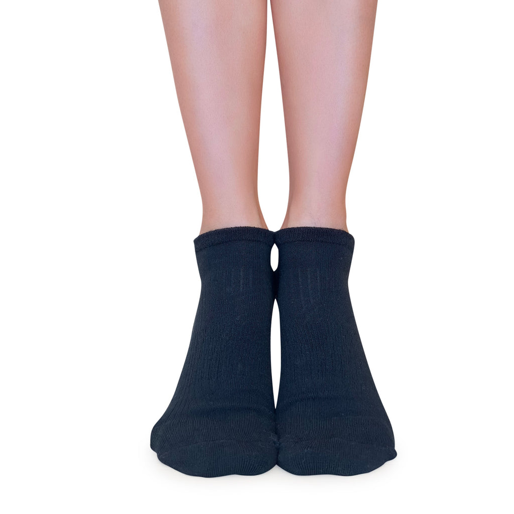 Tucketts Tab Closed Toe - Onyx Zen Pilates Socks - Non-Slip Grip, Barre & Yoga