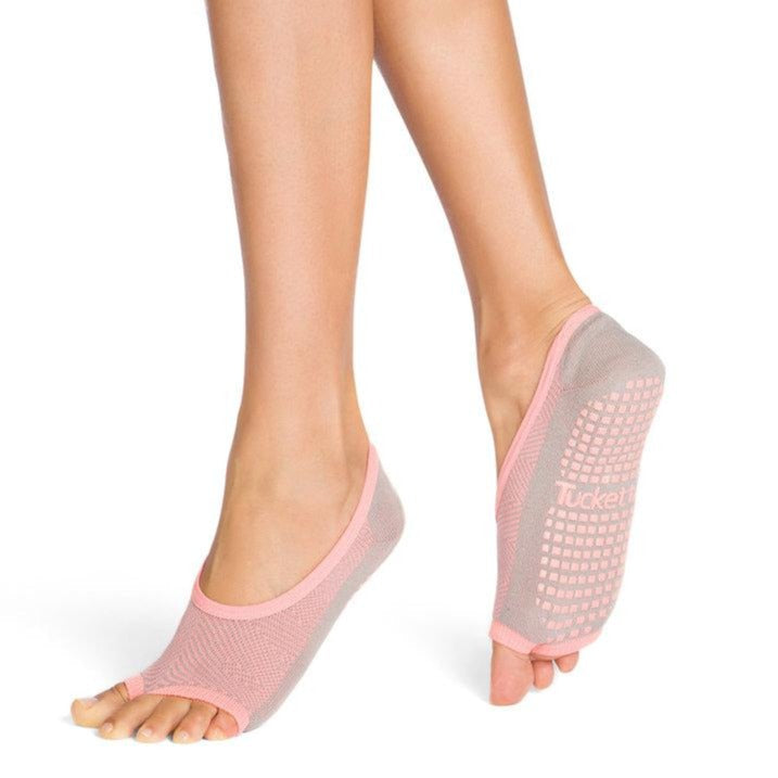 Tucketts Ballerina Pilates Socks - Non-Slip Grip, Open Toe, Barre & Yoga - Women's