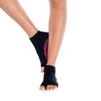 Tucketts Anklet Classic Black Pilates Socks - Non-Slip Grip, Open Toe, Barre & Yoga - Women's