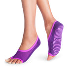 Tucketts Ballerina Grape Fuchsia Geo Pilates Socks - Non-Slip Grip, Open Toe, Barre & Yoga - Women's