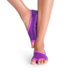 Tucketts Ballerina Grape Fuchsia Geo Pilates Socks - Non-Slip Grip, Open Toe, Barre & Yoga - Women's